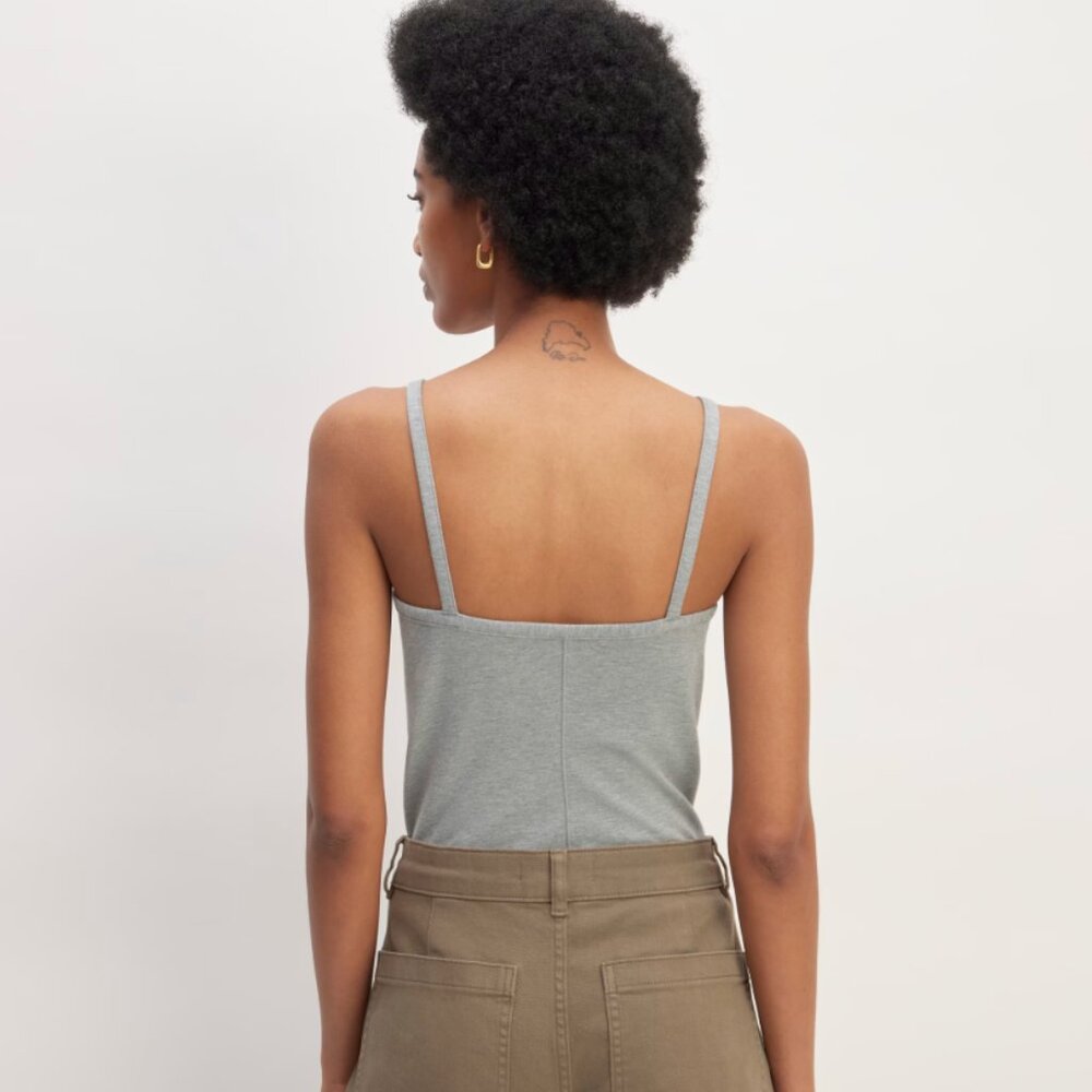 Everlane The Supima® Form Spaghetti Strap Cami | M / Mid Heather Grey - Picture 3 of 16